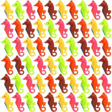 Imagem de Sratte 60 peças de plástico falso cavalo marinho artificial flutuante em movimento realista ornamento de cavalo marinho decorações para aquário de lagoa de tanque (multicolorido)