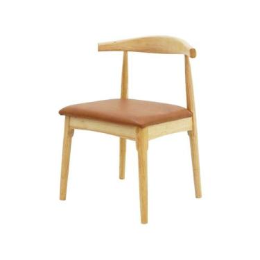 Imagem de Cadeira De Jantar Estofada Carina Elbow Base Madeira - WAW Design