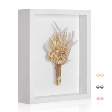 Imagem de MUXIUNT Caixa de Sombra 20 x 25 cm Caixa de Exibição com Parte Traseira de Linho Macio e Painel Espesso, Moldura Branca de Sombra Profunda 20 x 25 cm para Flor, Bebê, Animais de Estimação, Fotos de