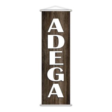 Imagem de Banner Adega Cerveja Bebidas Madeira Serviço Lona 100X30Cm
