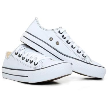 Imagem de Tenis Casual Feminino Masculino All Kalum Star Vulcanizado Confortavel Sola Reta (BRANCO SINTÉTICO, BR, Adulto, Numérico, 36)
