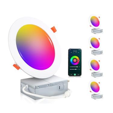 Imagem de CLOUDY BAY [Pacote com 4 luzes embutidas Smart WiFi de 6 polegadas, iluminação embutida com mudança de cor RGBCW, compatível com Alexa e Google Home Assistant, sem necessidade de hub, 15W 2700K-6500K