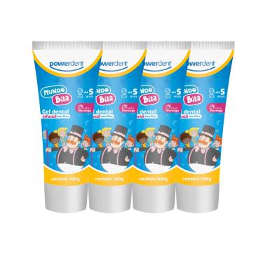 Imagem de Kit 4 Géis Dentais Infantil Powerdent Mundo Bita 100g