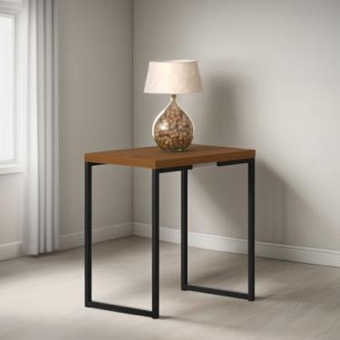 Imagem de Mesa Lateral Decorativa Innovare Canela Aço E MDF Industrial - Hm Móve
