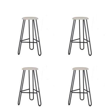 Imagem de Conjunto 4 Banquetas Altas Ginger com Estrutura Preta - Metalig