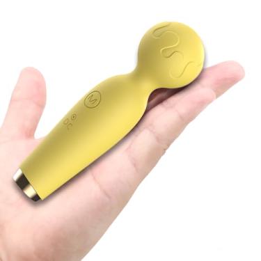 Imagem de Mini massageador de costas atualizado – Massageador corporal com 10 modos poderosos para aliviar o pescoço, ombro, costas, cintura, perna e tensão muscular (amarelo)
