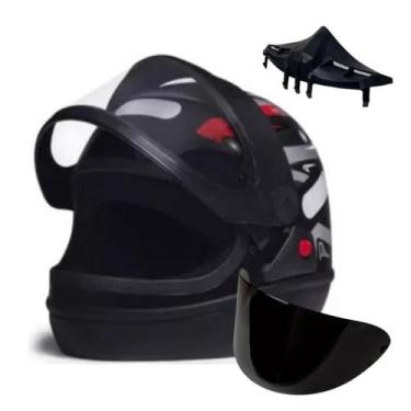 Imagem de Capacete San Marino Grafic Preto Mais Narigueira Big Viseira Extra, 60