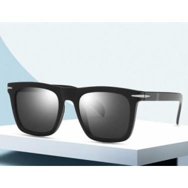 Imagem de Óculos De Sol Clássico Masculino Square Quadrado Black Retrô Polarizad