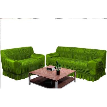 Imagem de Capa De Sofá Em Malha 2 E 3 Lugares 21 Elásticos Verde Limão - Campari