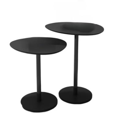 Imagem de Mesa Lateral Orgânica de Canto Design Haste Preta Monopé(Preto)