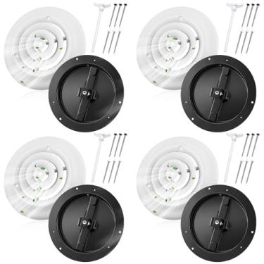 Imagem de Therwen Pacote com 4 tampa de ventilação redonda de 20 cm difusor de teto HVAC substituição da tampa do duto de ventilação com encaixe de amortecedor de borboleta de aço em duto de 20 cm, dimensões