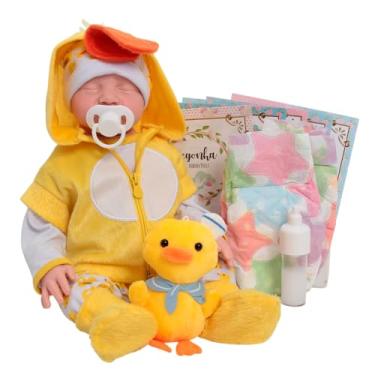 Imagem de Bebê Reborn Boneca Realista Menina Recém Nascida Roupa Pato