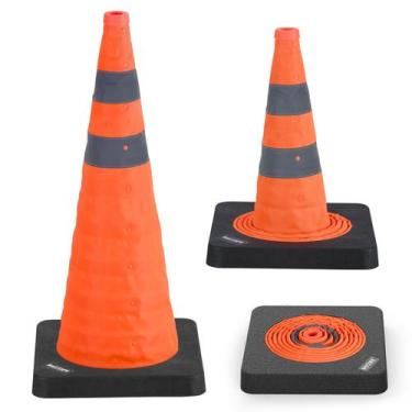 Imagem de Cones de segurança de trânsito BATTIFE, pacote com 1, 70 cm com gola r