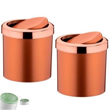 Imagem de Kit 2 Lixeira 5 Litros Tampa Cesto De Lixo Basculante Para Cozinha Ban