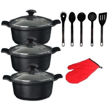 Imagem de Jogo Panelas Preto Cerâmica Talher Preto Javali Aal 26A30Cm