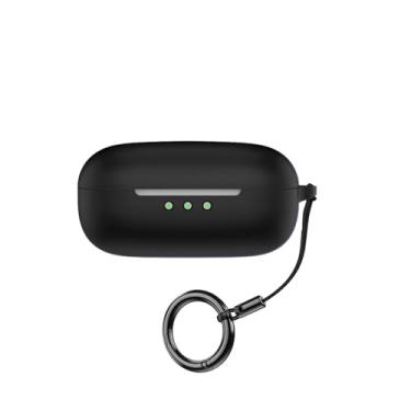 Imagem de Capa para earfun air pro 4 fones de ouvido sem fio material de silicone à prova de choque exclusiva capa protetora portátil com mosquetão (preto)