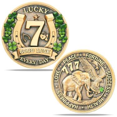 Imagem de Amuletos de Proteccion y Buena Suerte Moeda da sorte para arranhador de loteria | Berloque motivacional de trevo de quatro folhas e águia elefante - símbolo de prosperidade, sucesso e boa sorte