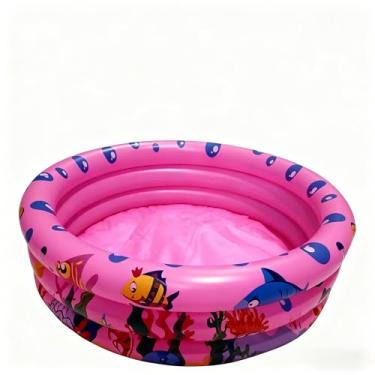 Imagem de Piscina Infantil Inflável Redonda 3 Anéis Bebê Verão Menino Menina 40 Litros 60cm(Rosa)