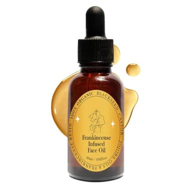 Imagem de Óleo de resina de olíbano para rosto, óleo de olíbano para pele, semente preta orgânica infundida com resina de olíbano, óleo de rícino e jojoba para rosto, soro hidratante facial antienvelhecimento