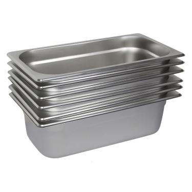 Imagem de 6 Cubas Gastronômica Buffet GN 1/3 150mm Aço Inox Sem Alça