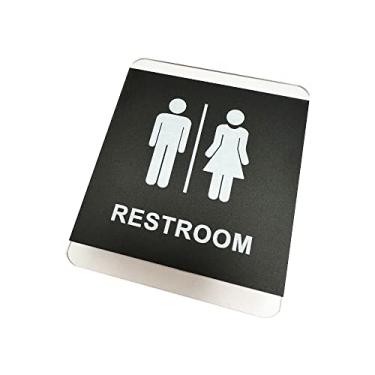 Imagem de Placa de banheiro quadrada unissex 3D com fita adesiva autoadesiva - decoração de sinal de banheiro - fita dupla face, escritório ou negócios, placa de banheiro, decalques de banheiro, ambiente