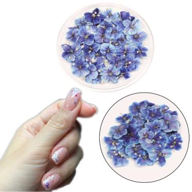 Imagem de 1 caixa 50 peças de flores de secagem de unhas, DIY, arte de unha 3D, tema de planta, forma irregular, adesivos de flores adequados para cuidados e decoração de unhas naturais pequenas, acessórios