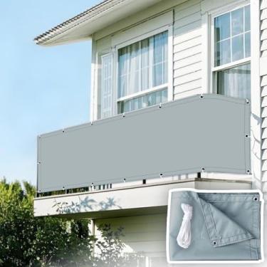 Imagem de Pano de sombra à prova d'água 1,75 m x 2,5 m Cobertura de cerca de tela de privacidade para varanda cobertura de cerca decorativa com ilhós para terraço, quintal, varanda corrimão