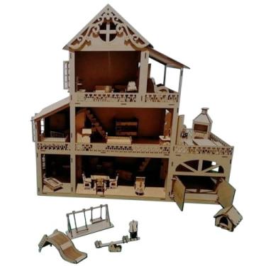 Imagem de Casa Casinha para Boneca Polly Lol - com Garagem - 60 cm - Com Móveis - Kits e Gifts