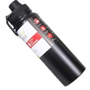 Imagem de Garrafa TéRmica 800ml Espacial Quente & Frio Com Isolamento TéRmico De Grande Capacidade(Preto,600ML)