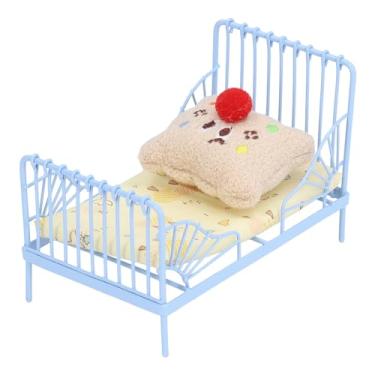 Imagem de Zhjvihx Cama de Bonecas, 1:12 Cama Miniatura Delicada para o Quarto (Padrão de pássaro amarelo)