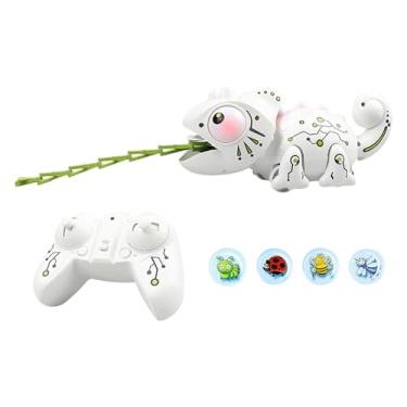 Imagem de Almencla Brinquedo camaleão de controle remoto, brinquedo camaleão rc predando iluminado andando presente de aniversário elétrico, brinquedo eletrônico para