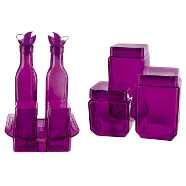 Imagem de Conjunto de Galheteiro e Potes Euro Home Roxo – 7 Peças	