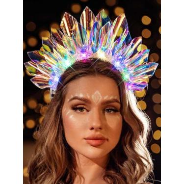 Imagem de Acessórios de cabelo GENBREE Light Up Crown Rave para mulheres