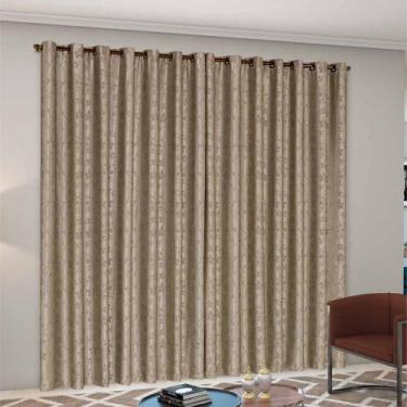 Imagem de Cortina Atena 4m x 2,80m Jacquard Semi Blackout Caqui - Imperial Moda 