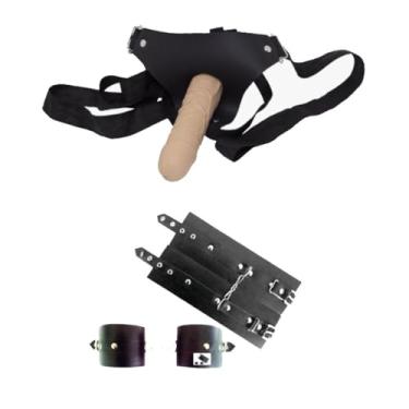 Imagem de Kit Autoridade com Cinta e Algema em Couro - Brinquedo de Casal
