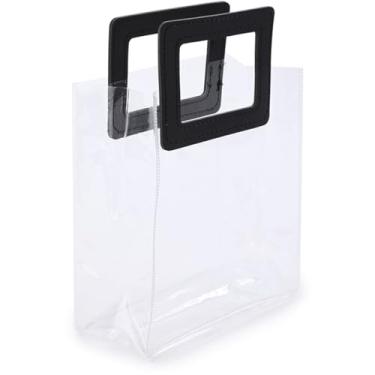 Imagem de Kit de Sacolas para Presente, Cromus, Lisa, PVC, Transparente Preta, 16,4 x 14,2 x 7,3 cm, Pacote com 10