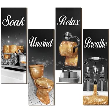 Imagem de Decoração de banheiro Arte de parede Honoson Soak Unwind Relax Breathe