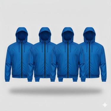 Imagem de Kit 4 Corta Vento Impermeável Liso Sem Estampa Masculino Com Forro e C