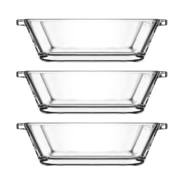 Imagem de Jogo 3 Petisqueiras Retangular Vidro Casual 110Ml Class Home