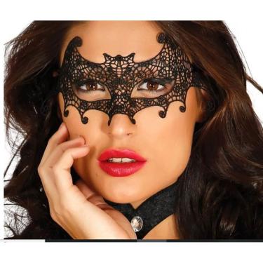 Imagem de Máscara Feminina Em Renda Bat Preta Baile Festas