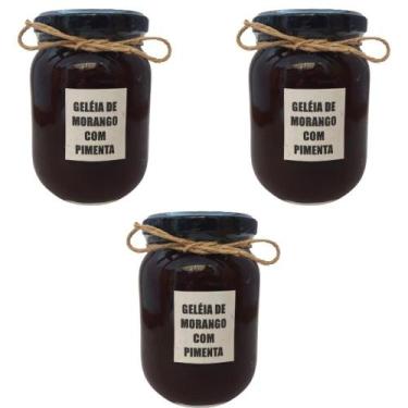 Imagem de Kit com 3 Geleia Extra de Morango com Pimenta - 320g - Fazenda Sonnenh