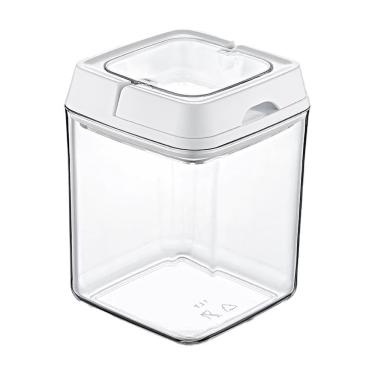 Imagem de Pote de acrílico hermético quadrado com tampa 1 litro branco