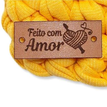Imagem de Etiqueta Pré Personalizada Feito Com Amor Crochê 50und Idêntico a Foto