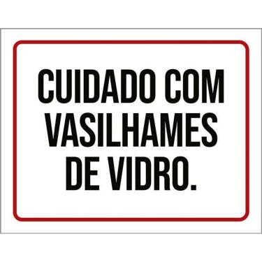 Imagem de Placa De Sinalização - Cuidado Com Vasilhames De Vidro 36X46