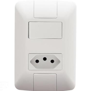 Imagem de Conjunto 4x2 com 1 Interruptor Simples 6 A 250 V e 1 Tomada 2P+T 10 A 