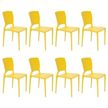 Imagem de Kit 8 Cadeiras Tramontina Safira Amarela em Polipropileno e Fibra de Vidro 92048000