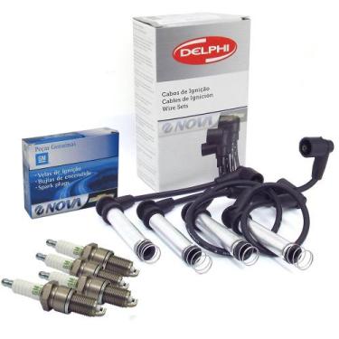 Imagem de Kit Velas Cabos De Ignicao 1.0 Flex Nova Prisma celta corsa Kit113 - K