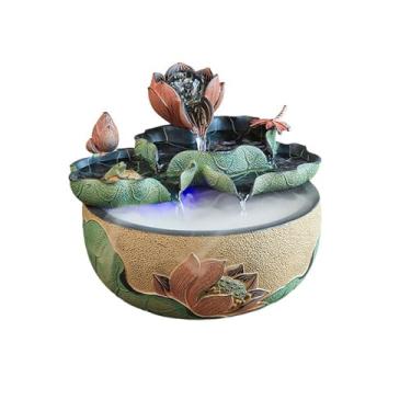 Imagem de Fonte de mesa de lótus fonte de mesa oriental zen serenidade meditação circulante ornamentos de água decoração fonte de casa