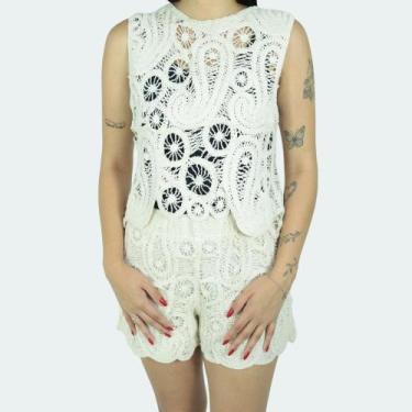 Imagem de Conjunto Saída de Praia Feminino Top e Short - BAUARTE, Bege