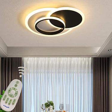 Imagem de Luminária de teto embutida para sala de estar, sala de jantar, quarto, luminária regulável com controle remoto, luminária pendente LED, design moderno de anel redondo, lustre para sala de es